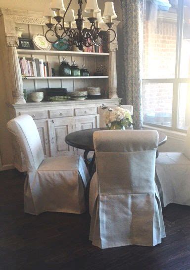If your chairs have backs that taper in width from top to bottom more than a few inches you will have to alter. Slipcover for scroll-back dining chairs | Dining chair ...