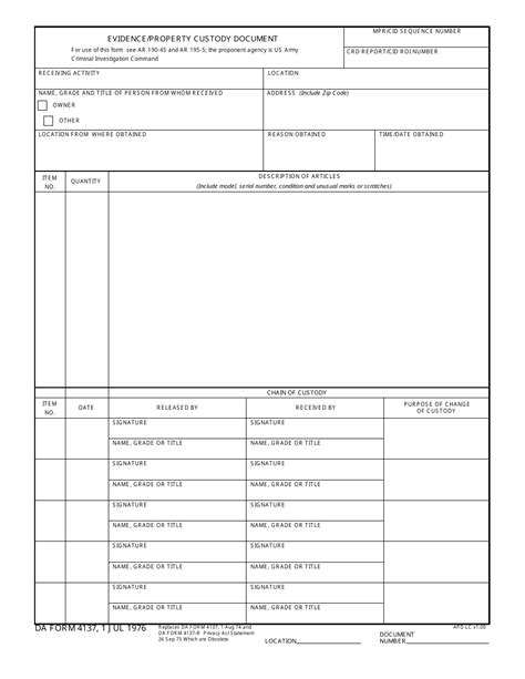 Da Form 4137 Fill Out Sign Online And Download Fillable Pdf