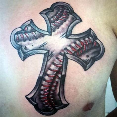 20 Baseball Cross Tattoo Designs For Men Religious Ink Ideas