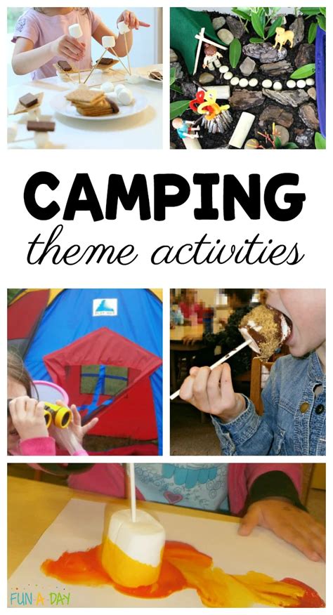 There Is A Collage Of Pictures With The Words Camping Theme Activities