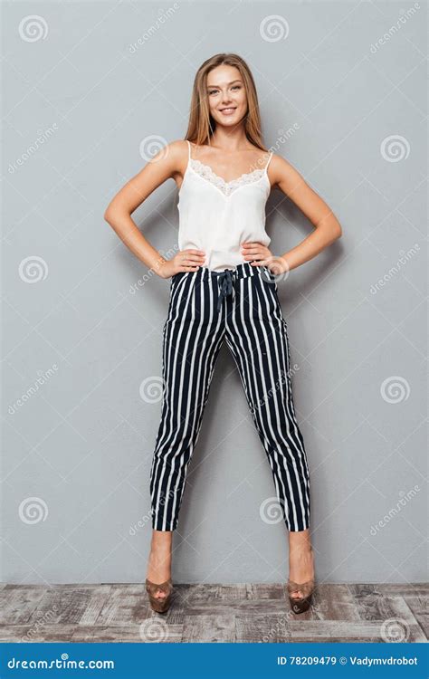 Full Length Portrait Of A Girl Holding Arms On Hips Stock Image Image Of Beautiful Lovely