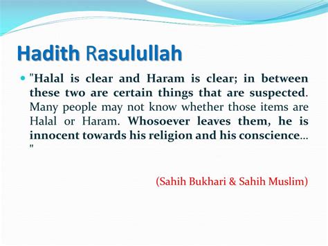 An example from hadith is taking a coin, and throwing it at a set of clay pots. PPT - THE HALAL AND HARAM PRINCIPLE IN ISLAM PowerPoint ...