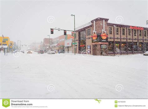 City Street On A Winter Day Covered With Snow Anchorage Alaska