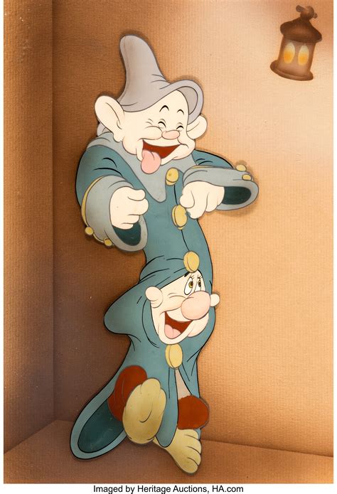 Snow White And The Seven Dwarfs Dopey And Sneezy Production Cel Lot