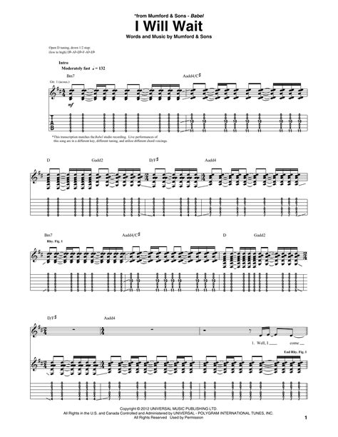 I Will Wait By Mumford And Sons Guitar Tab Guitar Instructor