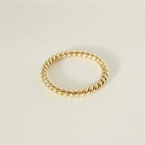 Handmade Twisted Rope Ring In 14k Yellow Gold 2 Mm Wedding Etsy