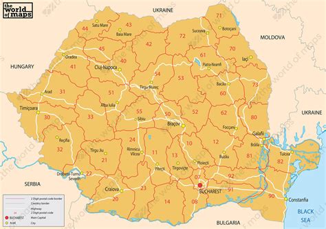 Digital Postcode Map Romania 2 Digit 204 The World Of