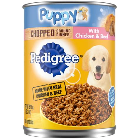 Pedigree Puppy Canned Wet Dog Food Chopped Ground Dinner With Chicken