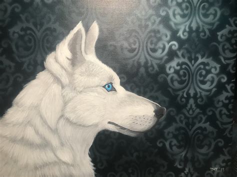 Original White Wolf Acrylic Painting Etsy
