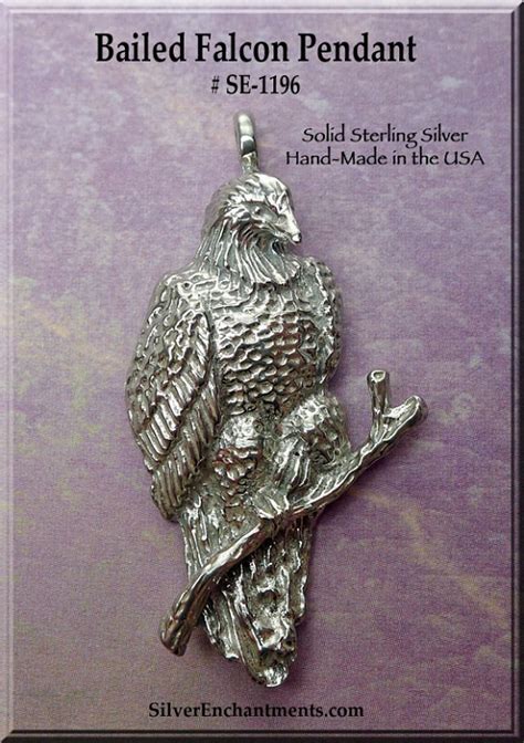 sterling silver falcon pendant bailed lg