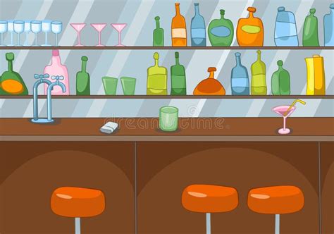 Cartoon Background Of Bar Counter Stock Illustration Illustration Of