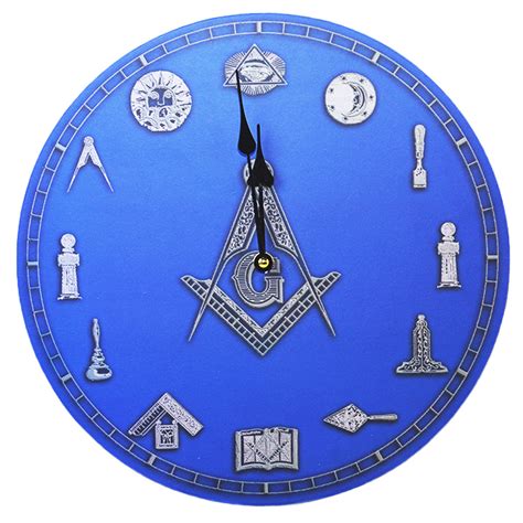 Square And Compass Symbols Masonic Wall Clock Blue 13 1