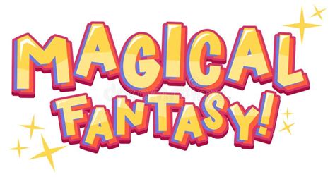 Magical Fantasy Text Word In Cartoon Style Stock Vector Illustration