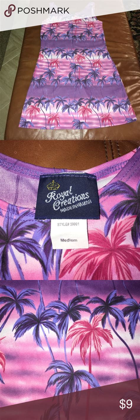Palm Tree Print Swimsuit Coverup Or Dress Size M Made In Hawaii Palm