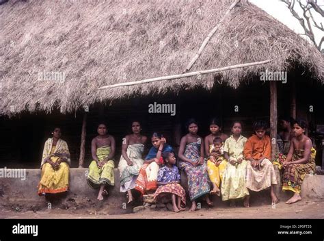 A Group Of Betta Kurumba Hill Tribes Of Nilgiris Sitting The Hut At