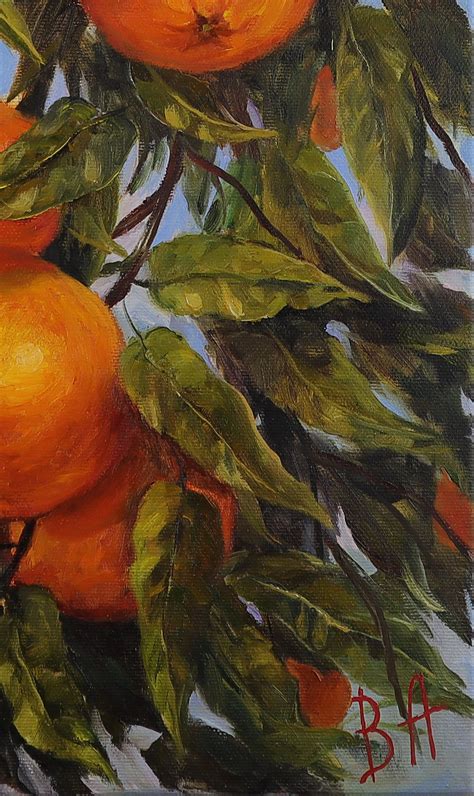 Original Oil Painting On Canvas Citrus Tree Orange Tree Painting