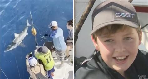 Boy 12 Ecstatic After Catching Massive Great White Shark