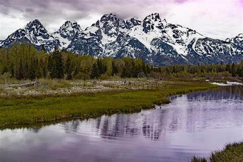 Grand Tetons Moulton Barn Mountain Landscape Old West Ghost Town Stock