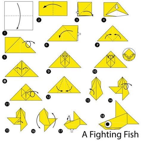 Step Step Instructions How Make Origami Fish — Stock ...