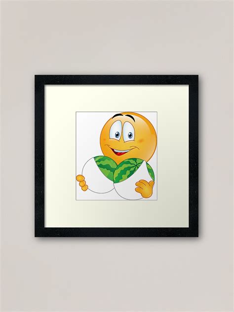 Funny Big Melons Emoji Framed Art Print For Sale By Staytrendy Redbubble