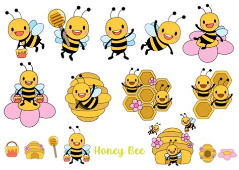 Cute Cartoon Bee Sticker Vector Clipart Cute Bumble Bee Cute Bumble