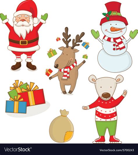 Cartoon Christmas Characters Royalty Free Vector Image