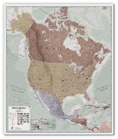 Large Executive North America Wall Map Political Canvas