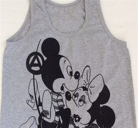 Punk Mickey Mouse Sex Vest Cartoon Anarchy Grey Tank Top