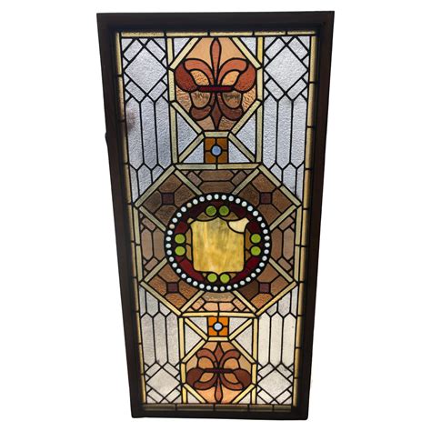 Late 19th Century Antique Round Stained Glass Window In A Wood Frame Ubicaciondepersonascdmx