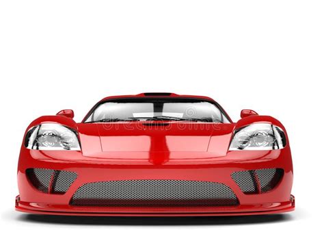 Fiery Red Modern Super Race Car Front View Img
