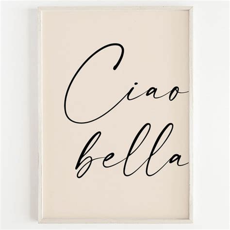 Ciao Bella Italian Quote Typographic Print Blue Art Print Etsy