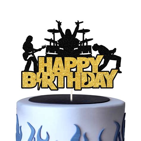 Buy Rock And Roll Cake Topper Happy Birthday Cake Decorations Drums