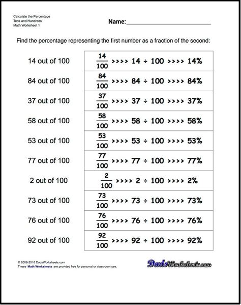 These Percentage Worksheets Require Students To Convert Percentages