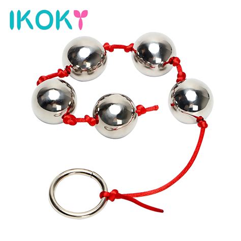 ikoky 2 5cm big balls butt vaginal plug stainless steel five metal anal balls adult sex toys for