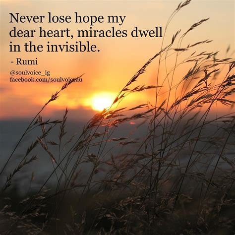 Never Lose Hope My Dear Heart Miracles Dwell In The Invisible Rumi