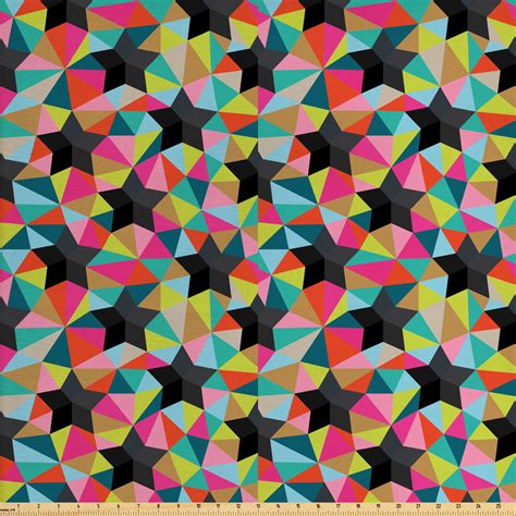 Geometric Fabric By The Yard Repeating Colorful Stars And Triangles