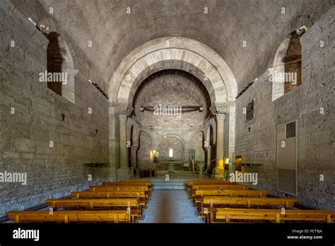 Nave Interior Of The Romanesque Church Of Santa Maria De Porqueres