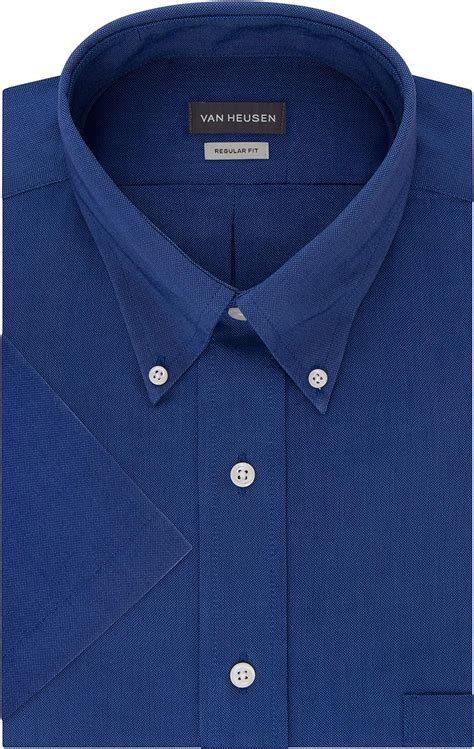 Van Heusen Mens Short Sleeve Dress Shirt Regular Fit Oxford Solid At