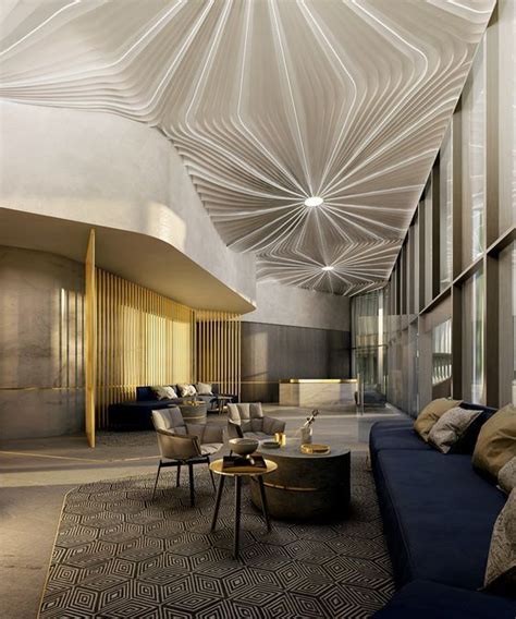 Pin By Grance Qin On 售楼处 Lobby Design Hotel Interior Design Ceiling