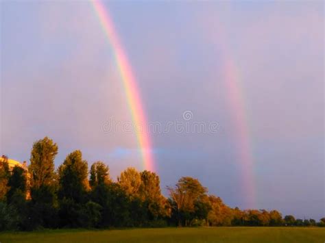 Two Rainbows After Rain Stock Image Image Of Color 115238725