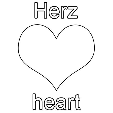 Schmückt euer zimmer mit kribbelbunten herzen oder bastelt eine herzkarte für eure mama oder papa! Ausmalbild Englisch lernen: Herz - heart kostenlos ausdrucken