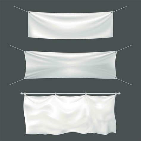 Textile Banner Mockup Empty Sign Banner Hanging Blank White Banners