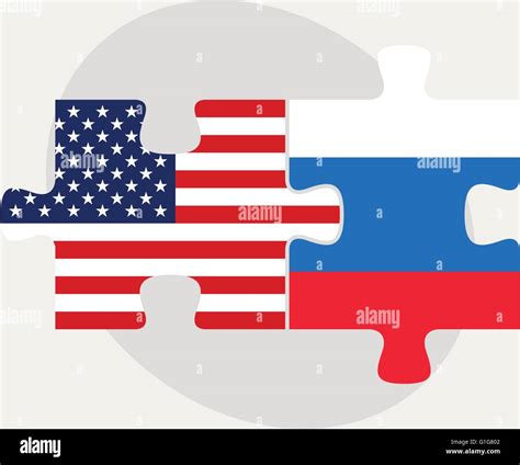 Vector Image Usa And Russia Flags In Puzzle Isolated On White