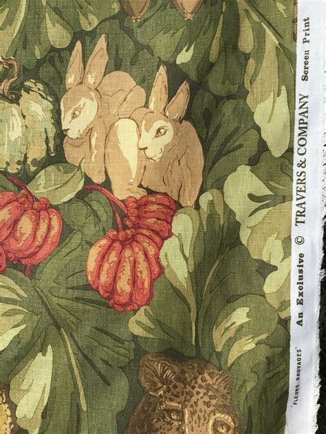 Fleurs Sauvages Screen Print Travers And Co Fabric Tropical W Animals 19