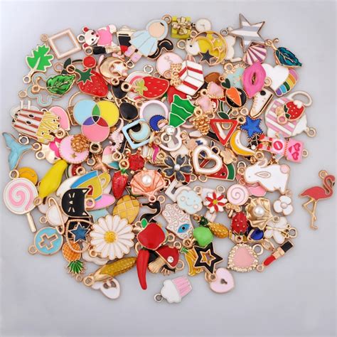 25pcs Mix Gold Metal Enamel Charms For Earring Fashion Jewelry Making
