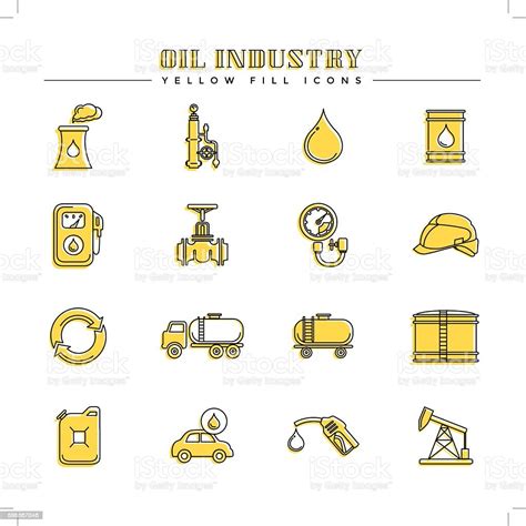Oil Industry And Energy Yellow Fill Icons Stock Illustration Download