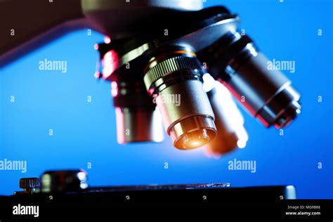 Microscope Stage And Lenses Stock Photo Alamy