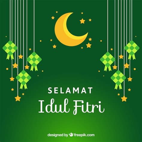 Lovely Idul Fitri Background With Flat Design Vector Free Download