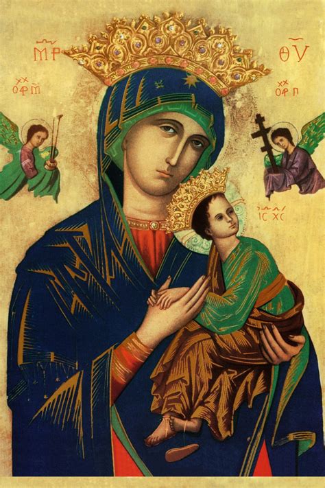 Porém, sua mão direita nos aponta jesus, o perpétuo socorro. iCatolica.com: Nossa Senhora do Perpétuo Socorro
