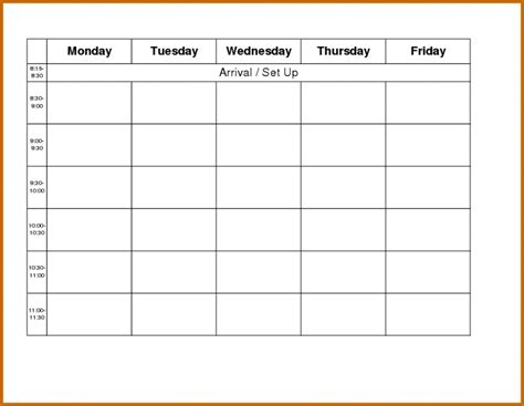 Monday To Sunday Schedule Free Calendar Template Blank Calendar